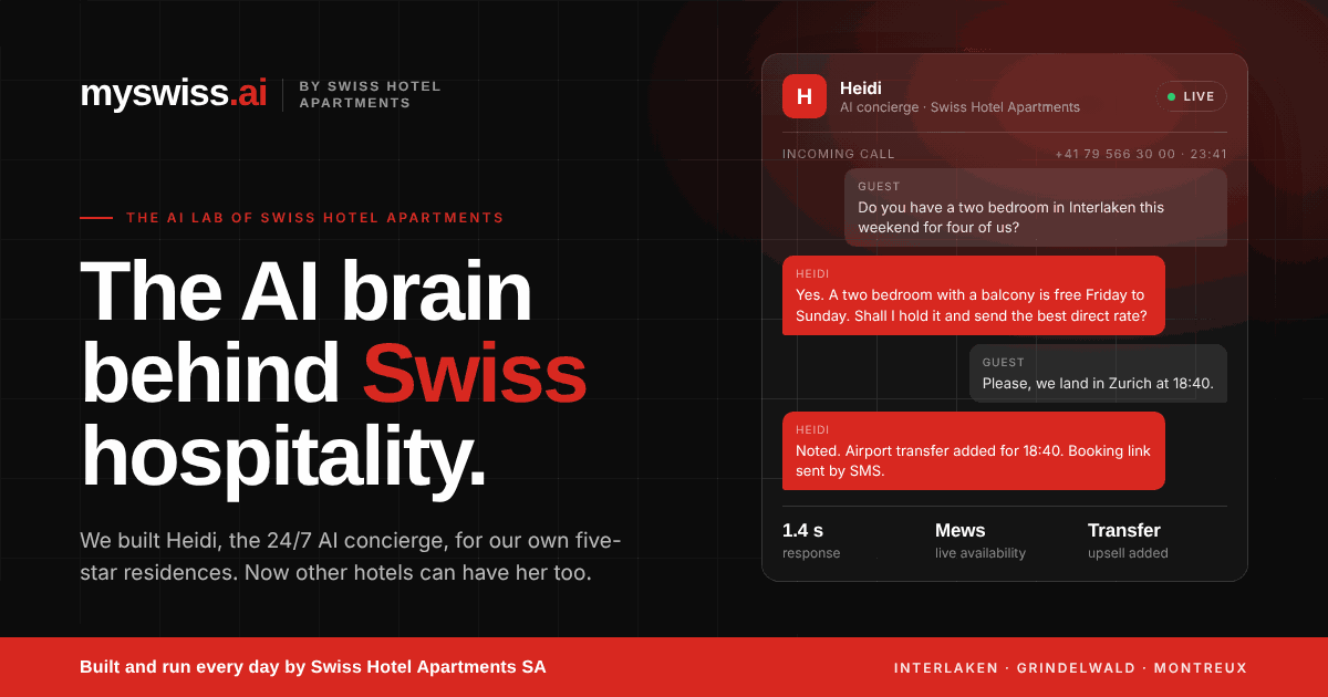 Heidi, the AI concierge of Swiss Hotel Apartments