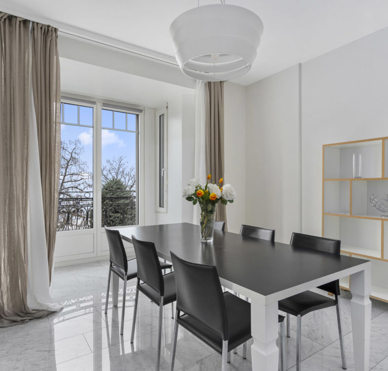 Elegantly design dining spaces by Montreux Grand Rue Apartments