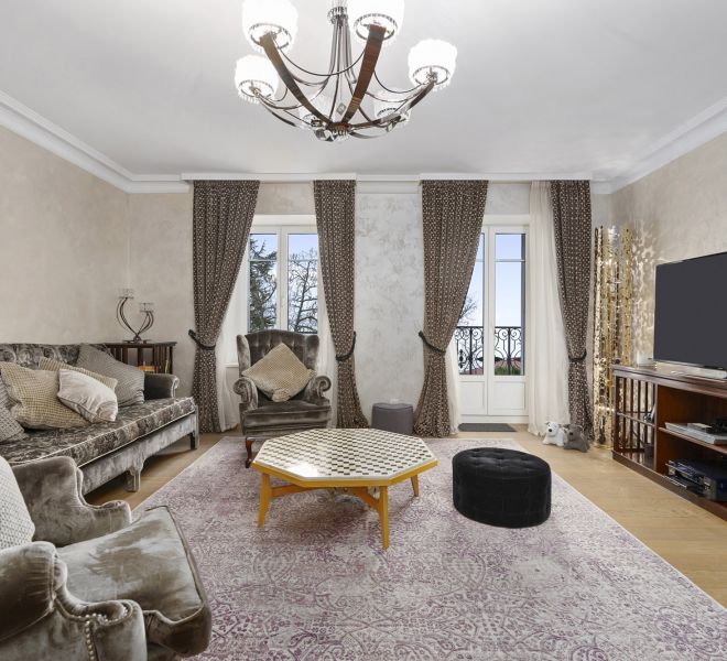 Lujosa sala de estar en los apartamentos Montreux Grand Rue