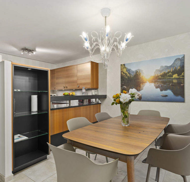 Living room and dining area of Montreux LUX Apartments