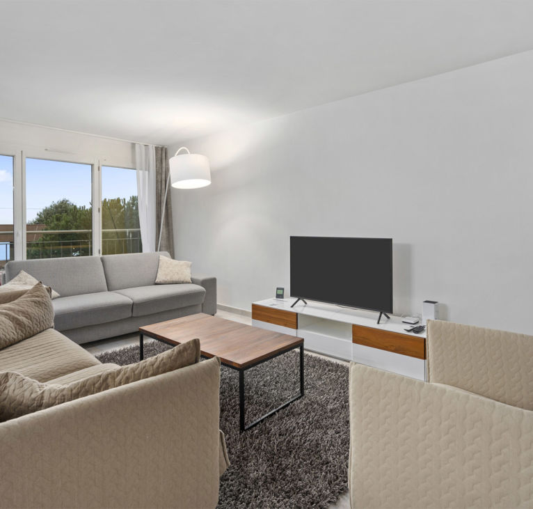 Elegantly designed living room of Montreux LUX Apartments
