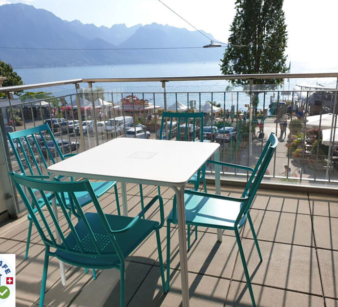 Blick vom Balkon der Montreux LUX Apartments