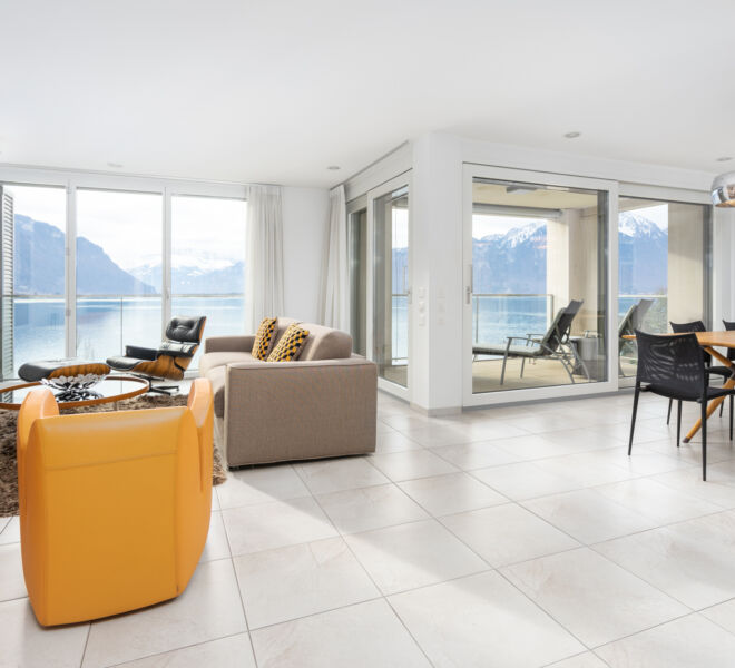 Salle de séjour des Montreux Lake View Apartments and Spa