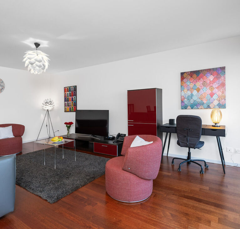 Well-designed living room at Montreux Lake View Apartments and Spa