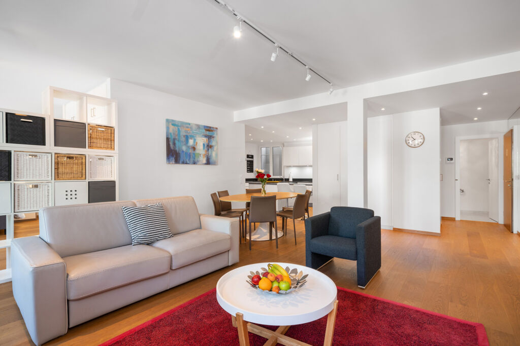 Modern living room space at Montreux Grand Rue Apartments