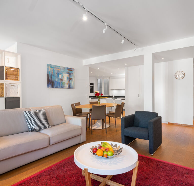 Modern living room space at Montreux Grand Rue Apartments