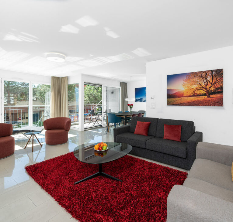 Modern living room space at Montreux LUX Apartments