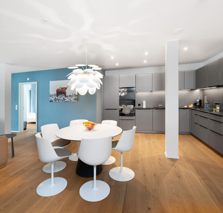 The kitchen area of Interlaken Swiss Hotel Apartments