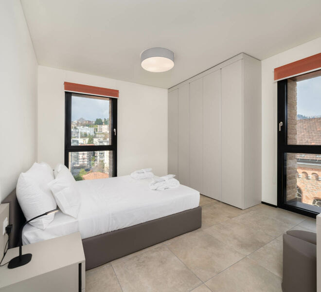 Schlafzimmer in Lugano Zwei-Zimmer-Wohnung-Schweizer Hotel Apartments