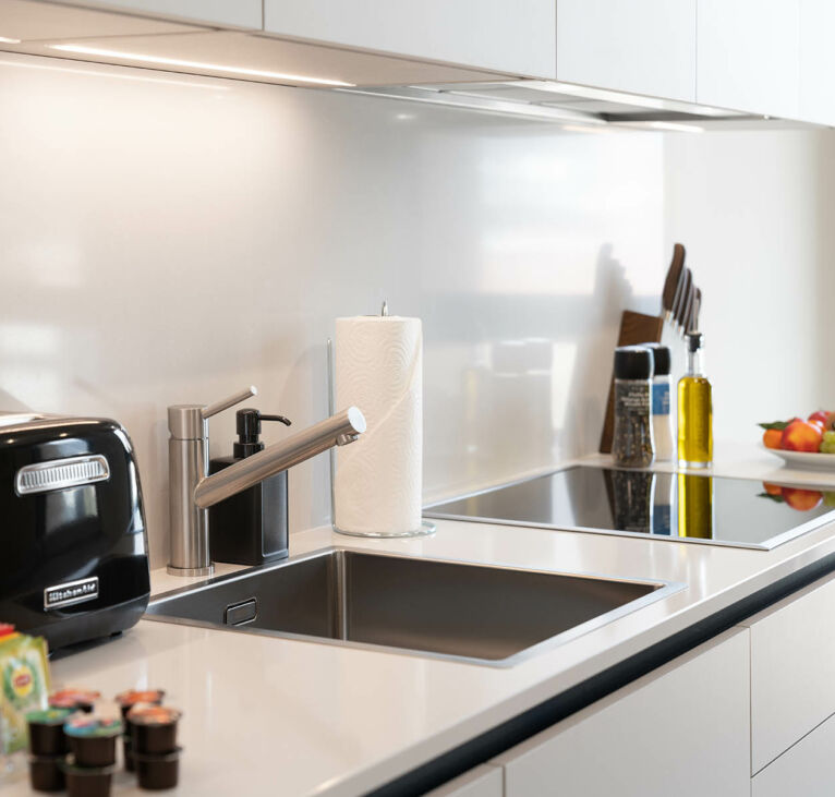 Kitchen close up in Lugano Two Bedroom Apartment Swiss Hotel Apartments