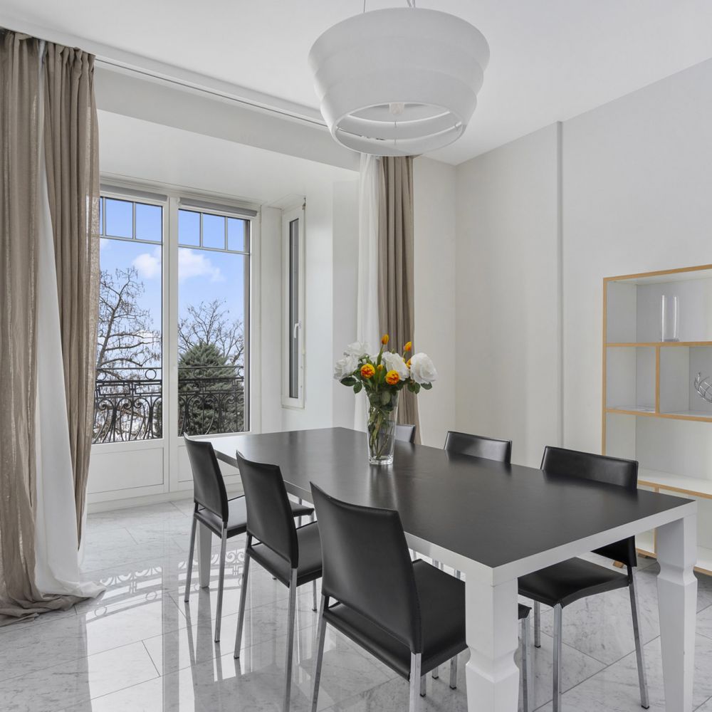 Elegantly design dining spaces by Montreux Grand Rue Apartments