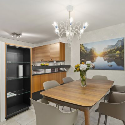 Living room and dining area of Montreux LUX Apartments