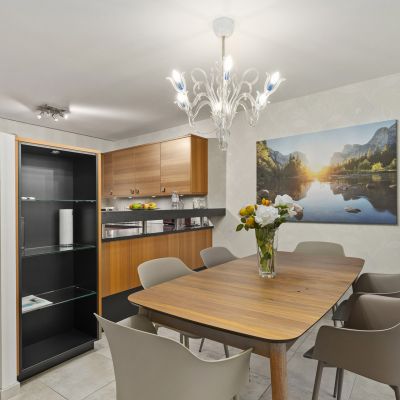 Living room and dining area of Montreux LUX Apartments